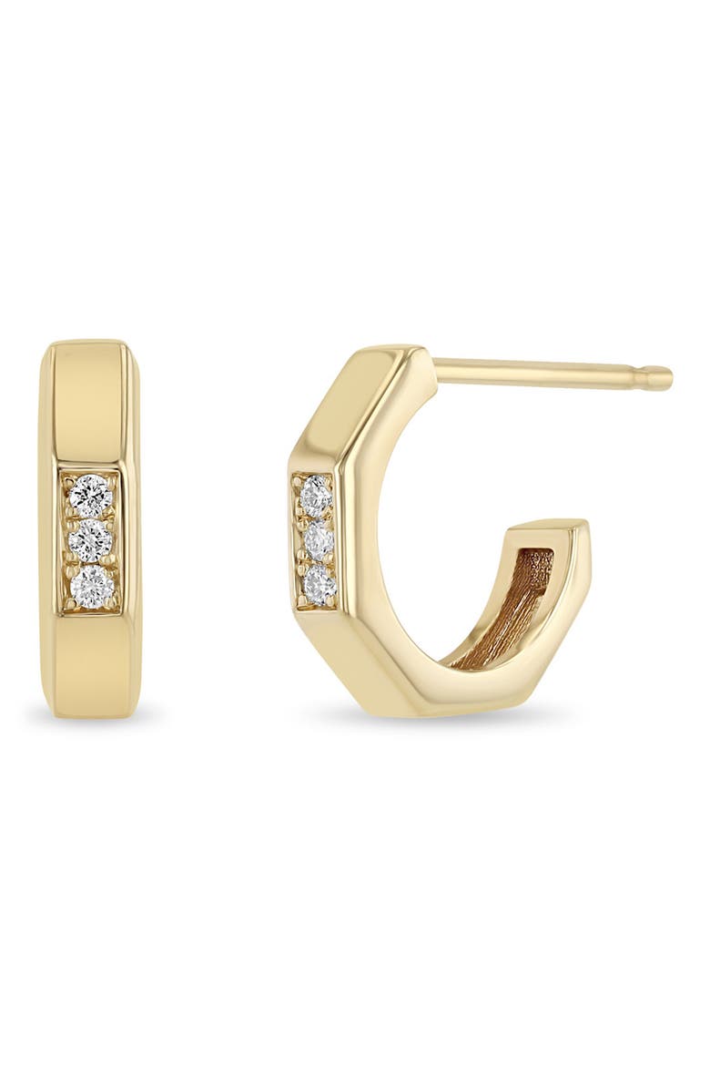 Diamond Octagon Hoop Earrings, Main, color, 14K YELLOW GOLD