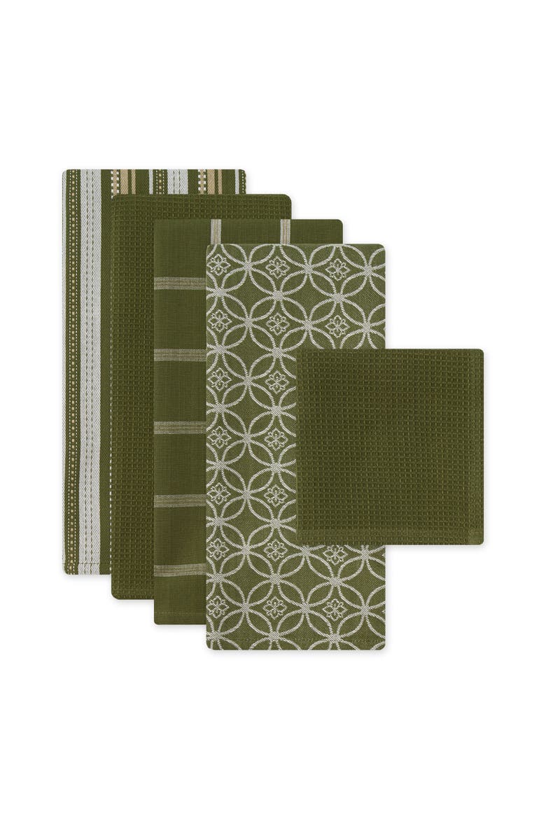 Everyday Assorted Dishtowel & Dishcloth Set/5, Alternate, color, Sage