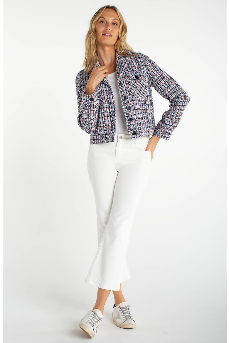 Tweed Crop Jacket, Alternate, color, NAVY/ MULTI PLAID