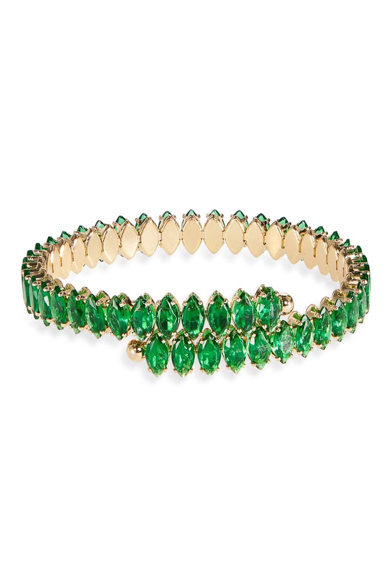 Navette Coil Bracelet, Main, color, EMERALD- GOLD