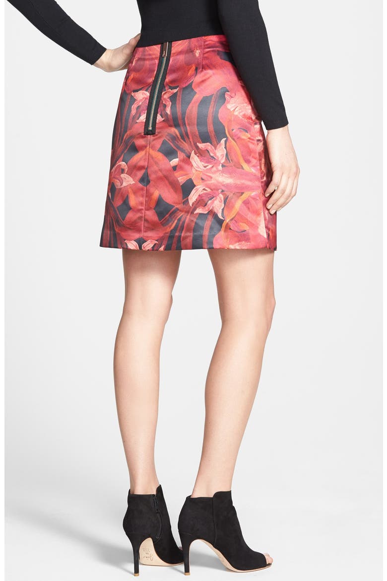 'Jungle Orchid' Print A-Line Skirt, Alternate, color, MAROON