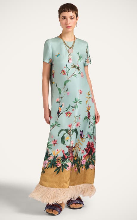 Swing Dress With Feathers