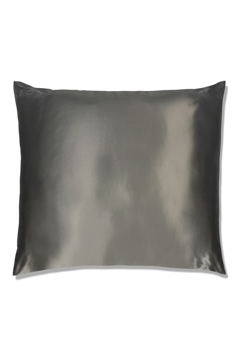 Pure Silk Euro Pillowcase, Main, color, CHARCOAL