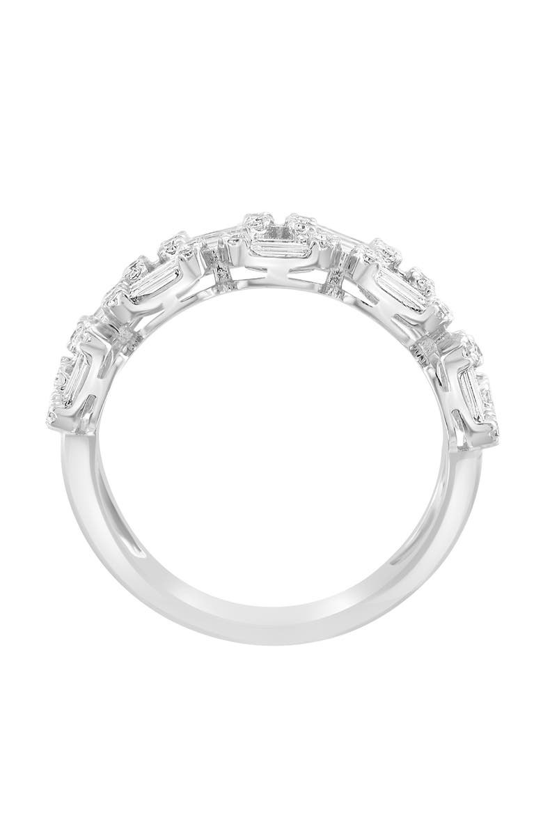 14K White Gold Double Row Diamond Pave & Baguette Band Ring, Alternate, color, 14K Gold