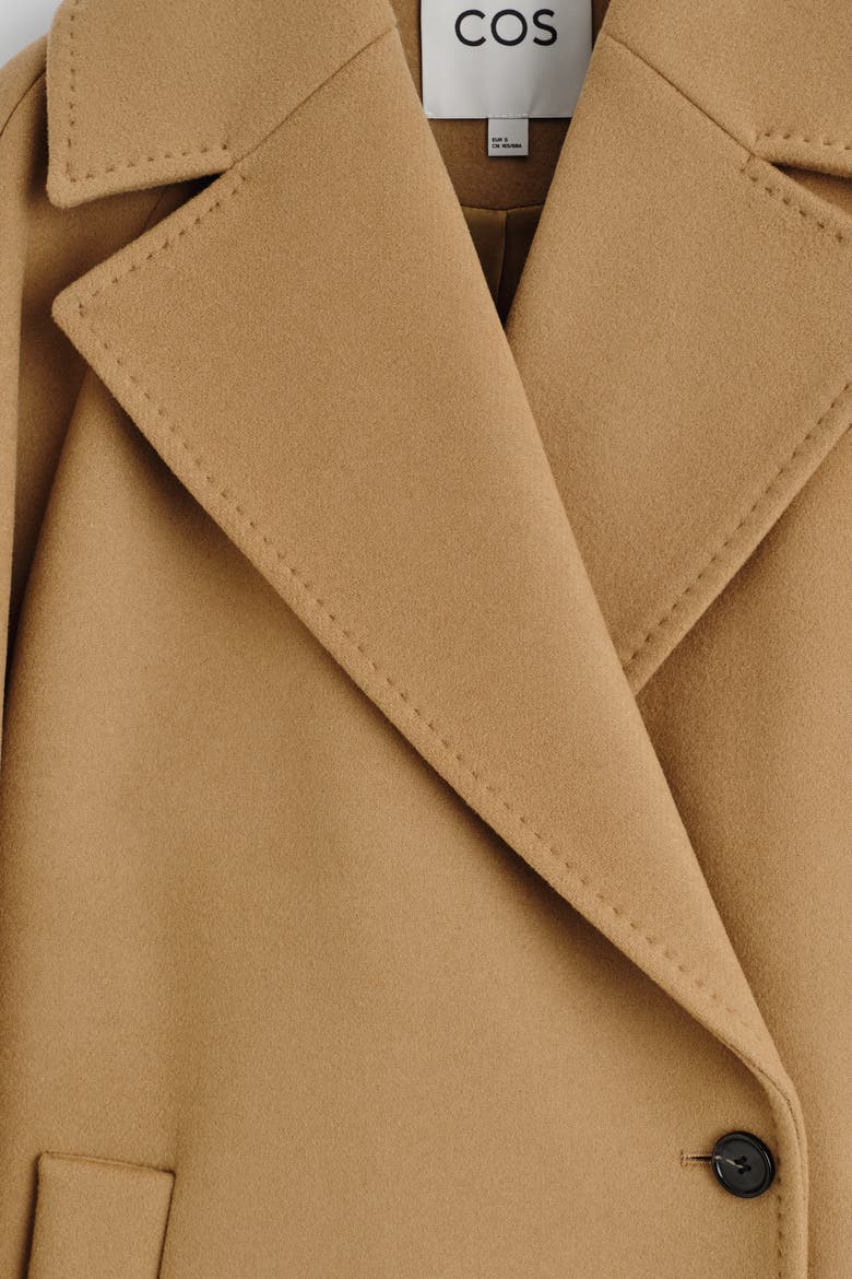 Oversized Double-Breasted Wool Long Coat, Alternate, color, CAMEL