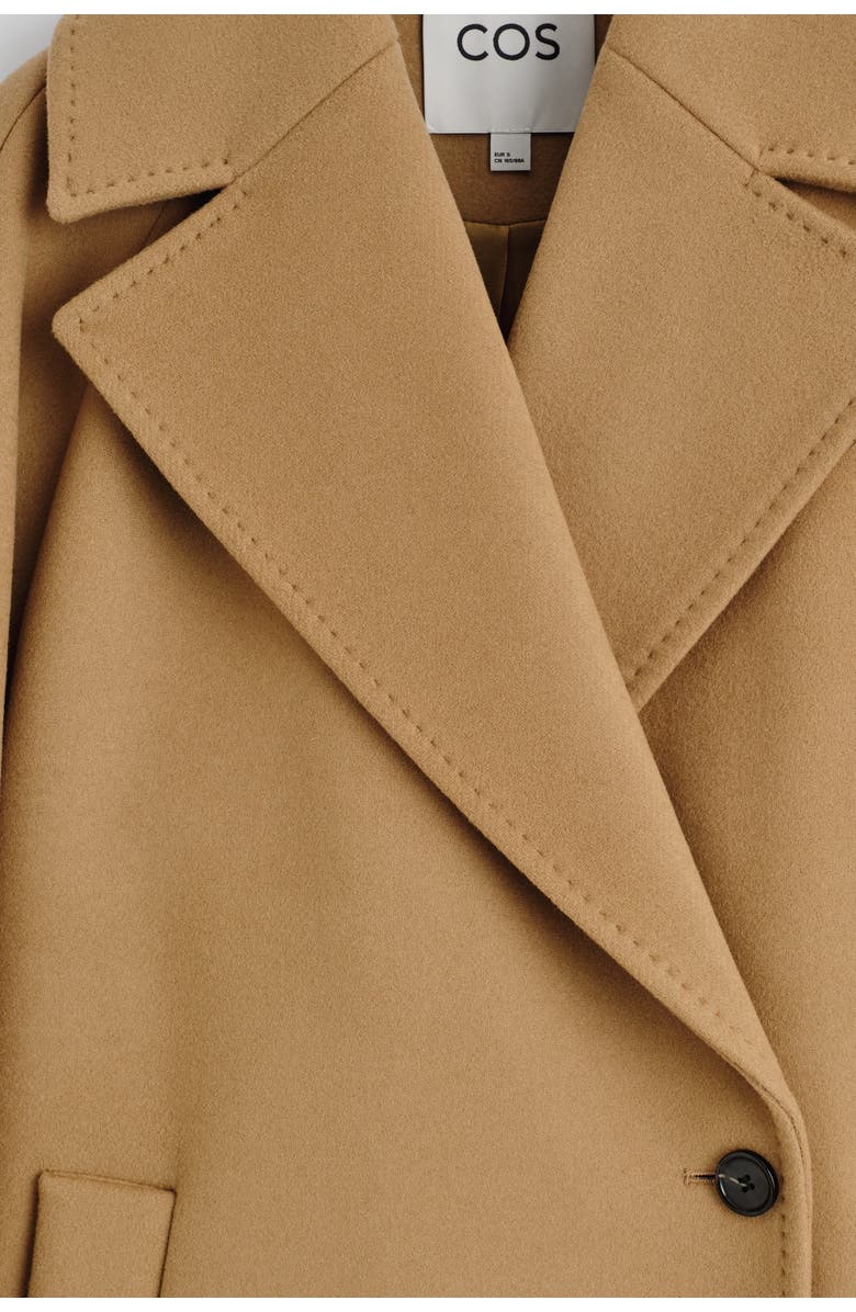 COS Oversized Double-Breasted Wool Long Coat, Alternate, color, Camel