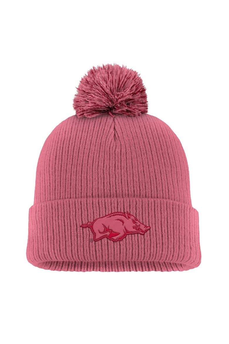 Men's Nike Pink Arkansas Razorbacks Tonal Peak Cuffed Knit Hat with Pom, Main, color, Pink