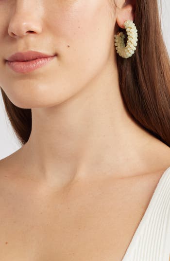 Beaded Huggie Hoop Earrings