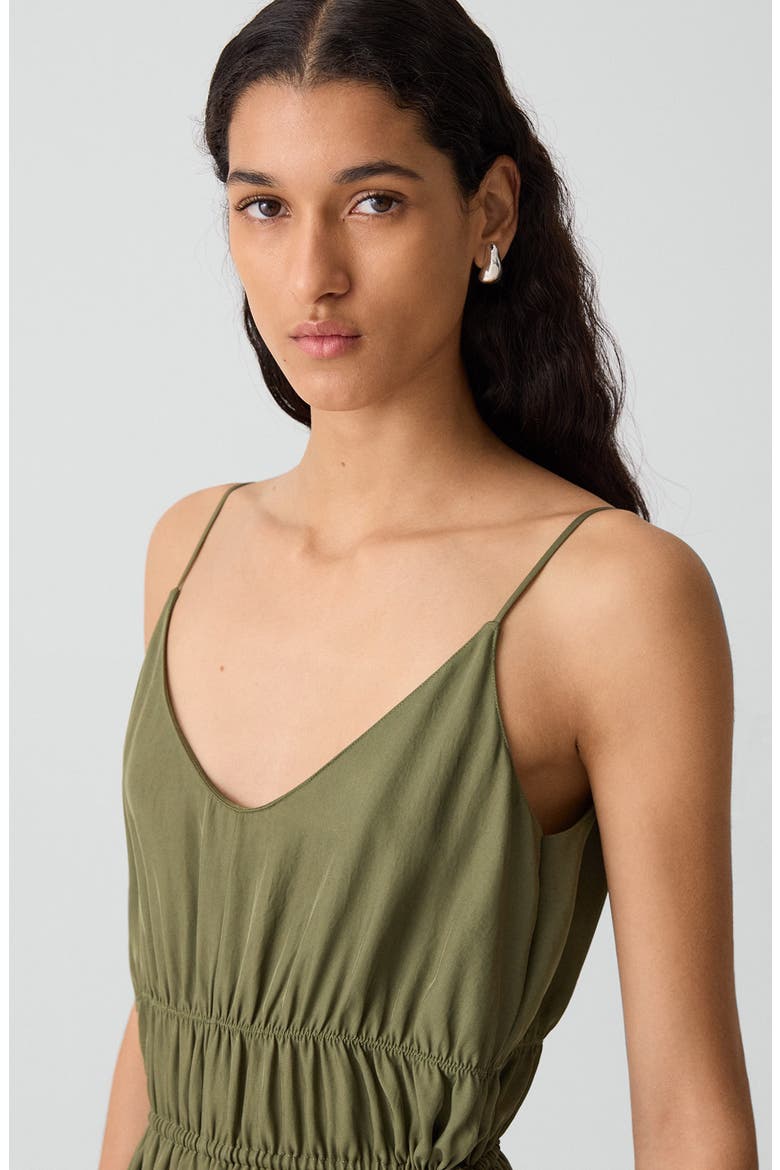 Smocked Sleeveless Midi Dress, Alternate, color, FOREST MOSS