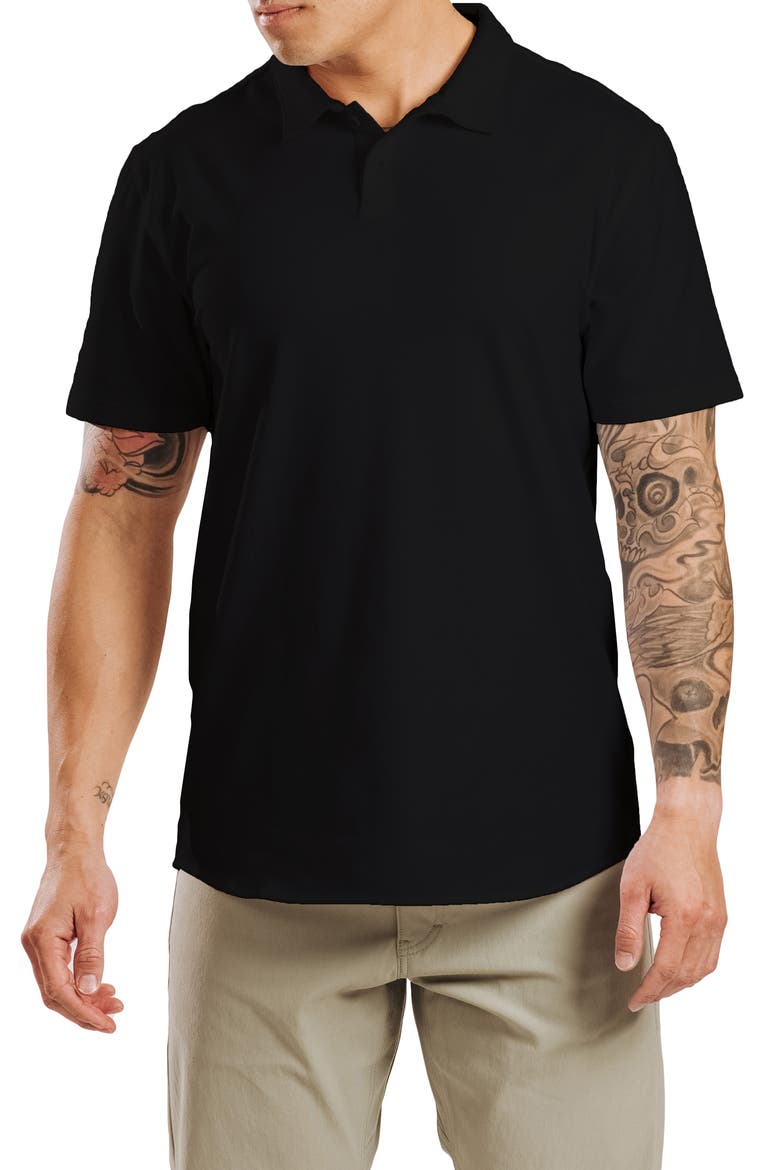 Cotton Blend Polo Shirt, Main, color, BLACK