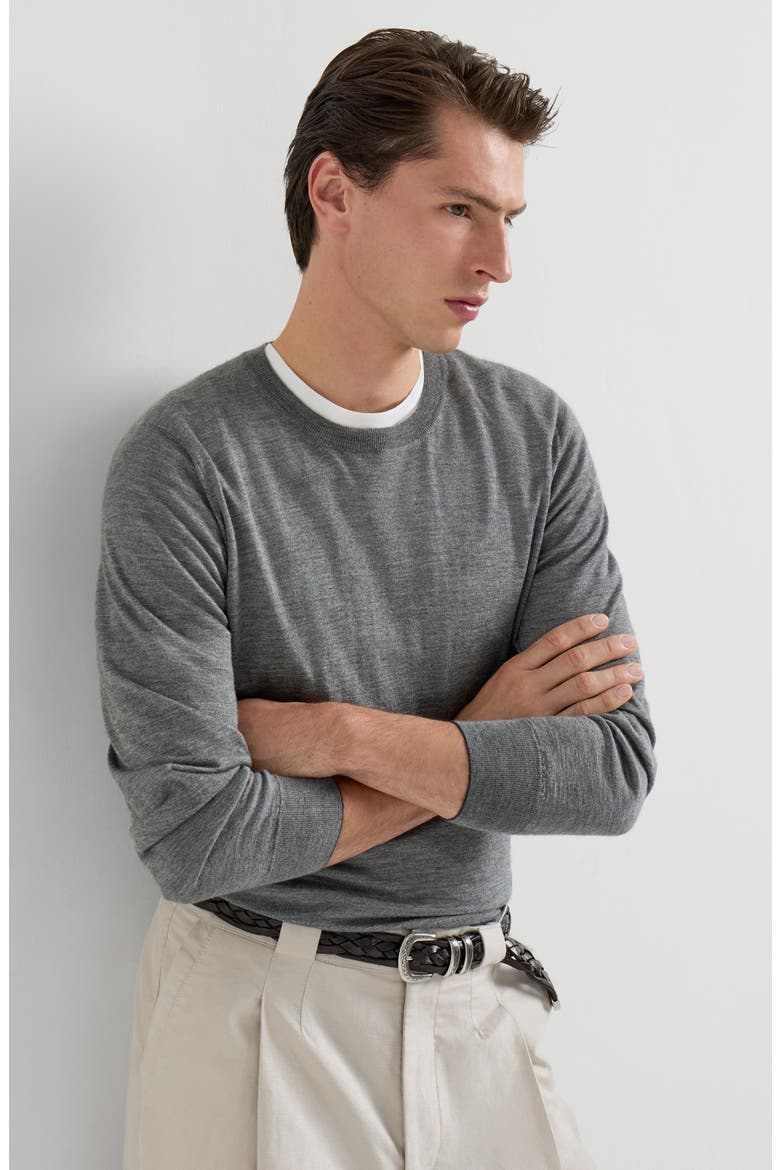 Cashmere and silk lightweight sweater, Alternate, color, Dark Grey