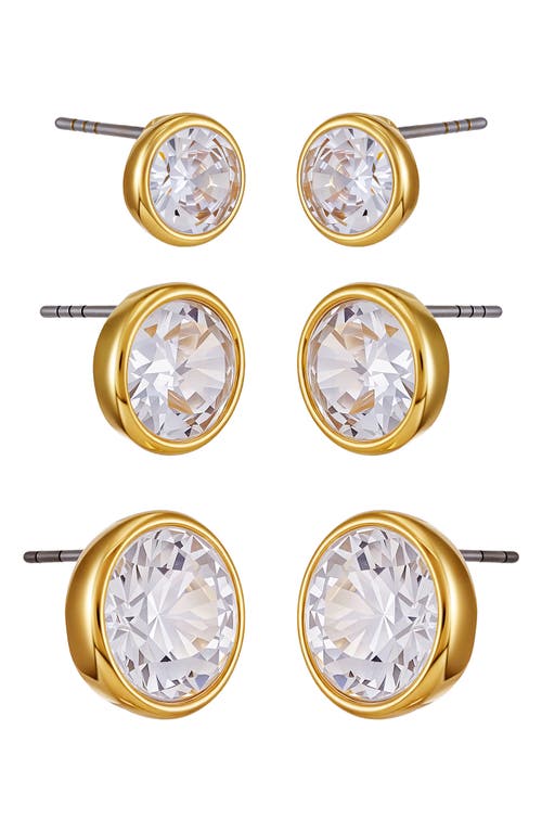 Vince Camuto Set Of 3 Cubic Zirconia Stud Earrings In Gold