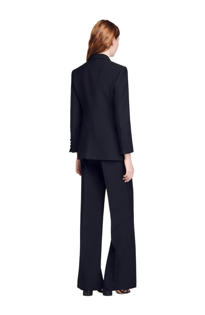 SANDRO Tuxedo jacket with satin collar, Alternate, color, Black