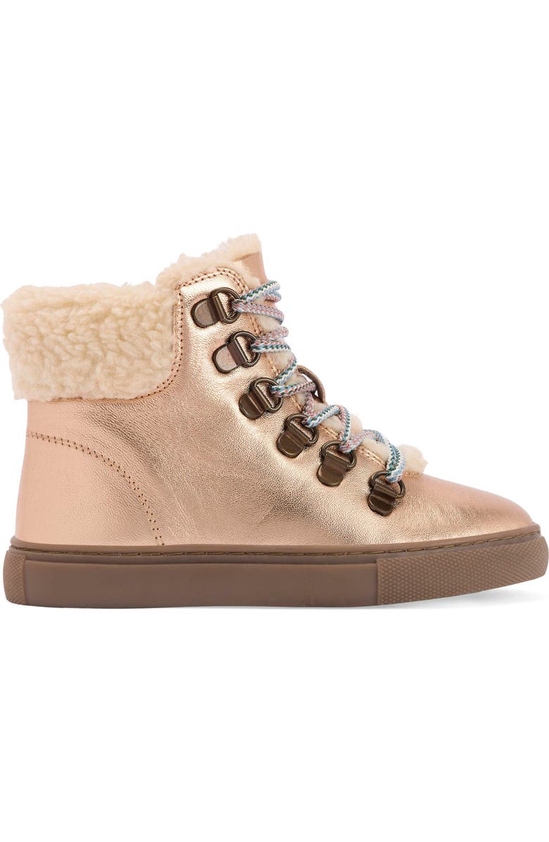 Boden Kids' Borg Faux Fur Lined Lace-Up Boot, Alternate, color, Bronze