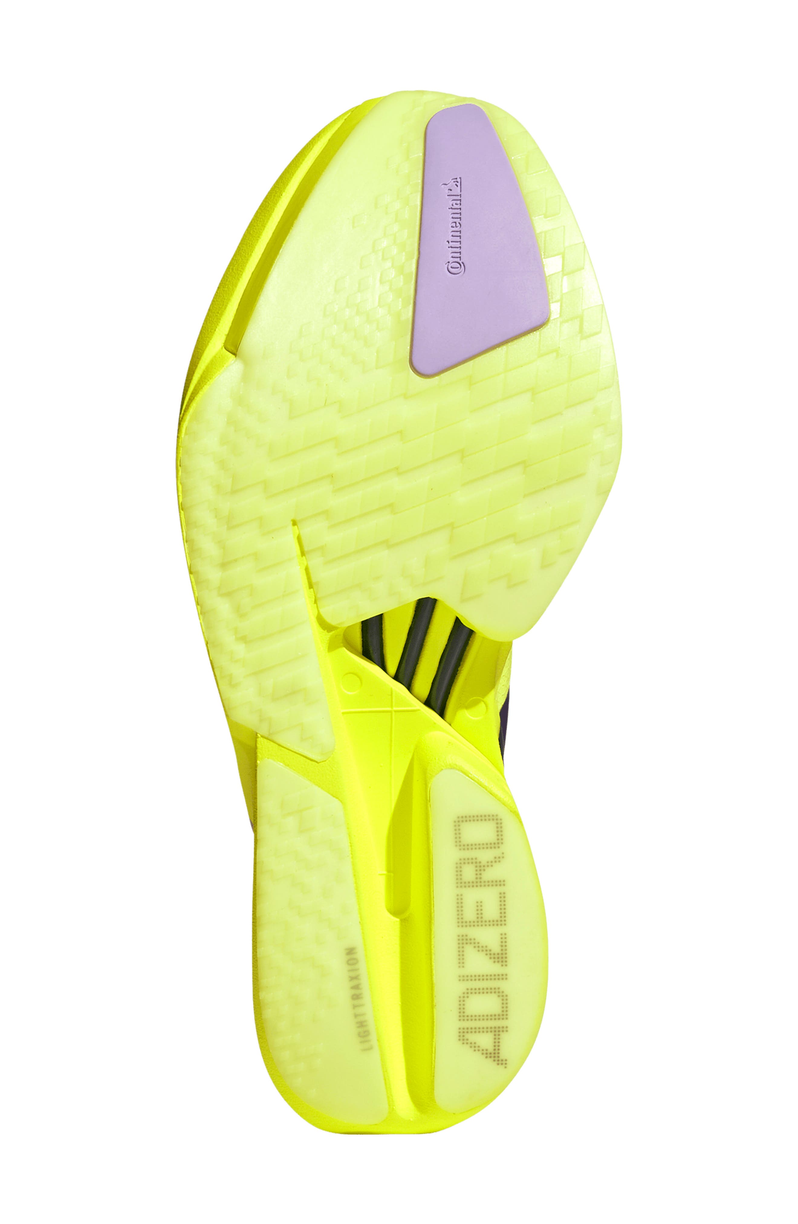Adizero Adios Pro 4 Sneaker, Alternate, color, SYELLO/ AURPLU/ POWPLU