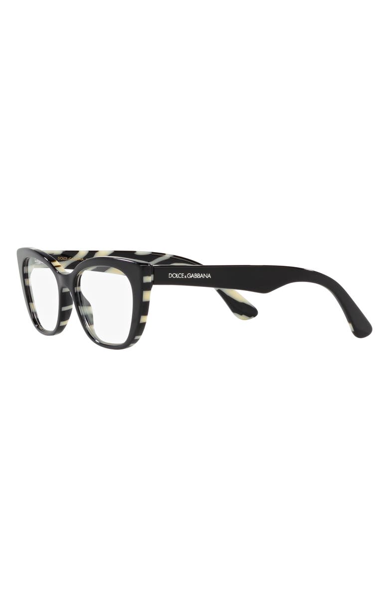 Dolce&Gabbana 49mm Cat Eye Optical Glasses, Alternate, color, Black White