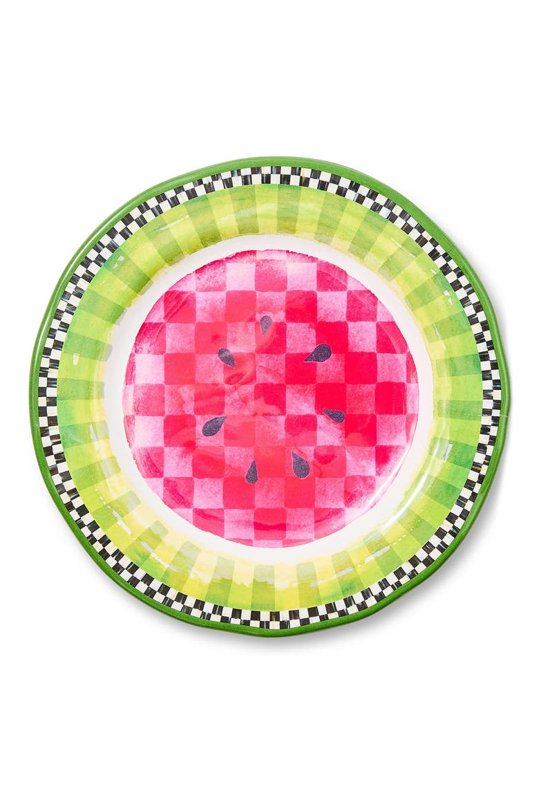 Set of 4 Watermelon Melamine Salad Plates, Main, color, GREEN