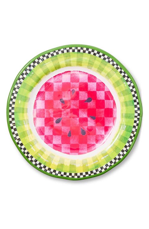 Set of 4 Watermelon Melamine Salad Plates