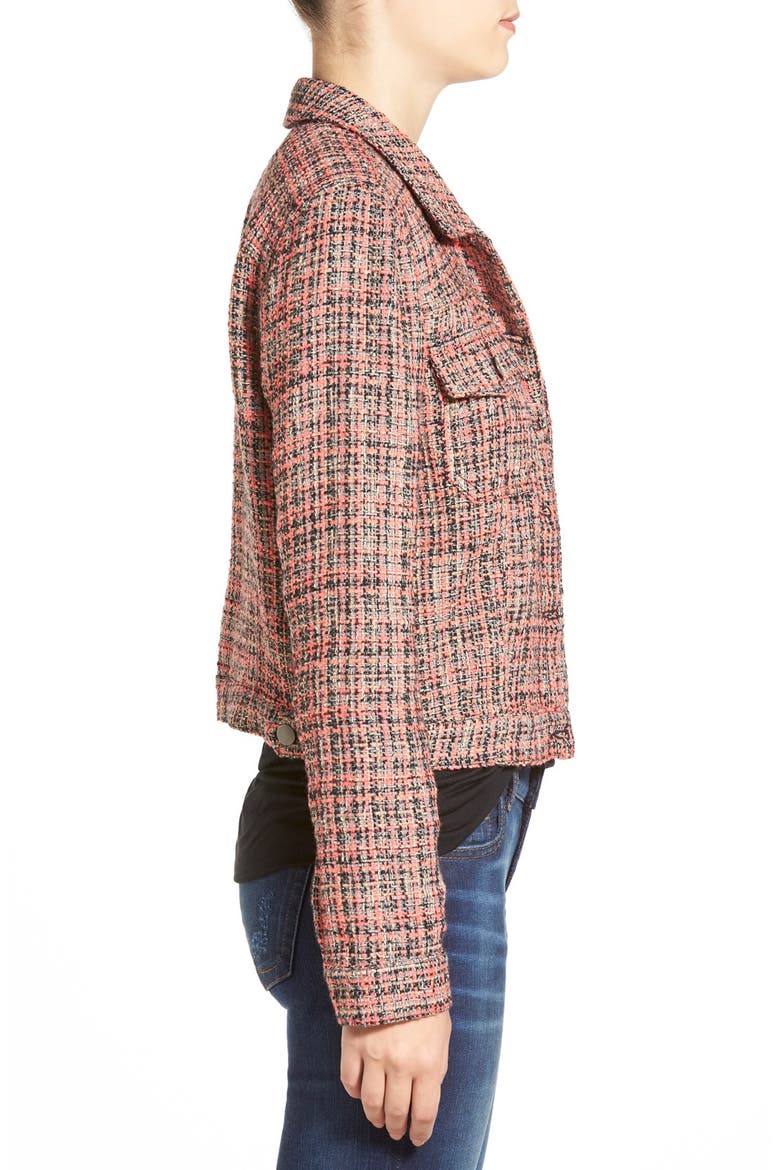 'Brigette' Crop Tweed Jacket, Alternate, color, MELON