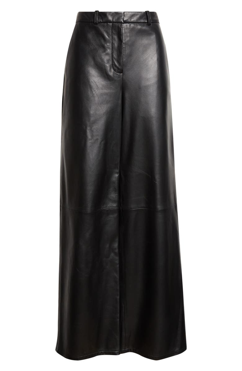 NOUR HAMMOUR Coda Wide Leg Leather Pants, Alternate, color, Black