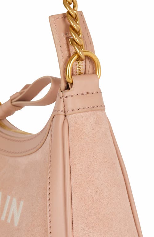 Balmain Suede B-army Shoulder Bag In Sand