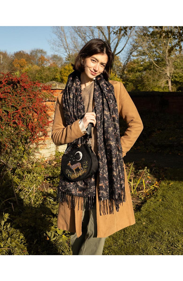 Fable England A Night's Tale Woodland Midnight Heavy Weight Scarf, Alternate, color, Black