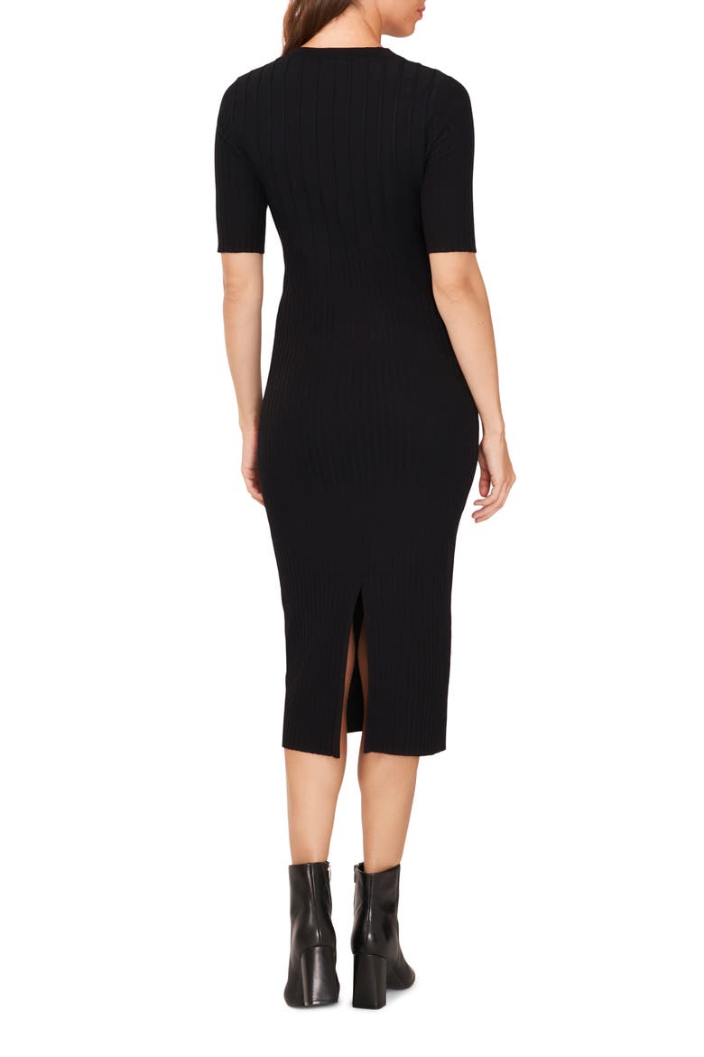 Rib Short Sleeve Sheath Sweater Dress, Alternate, color, RICH BLACK