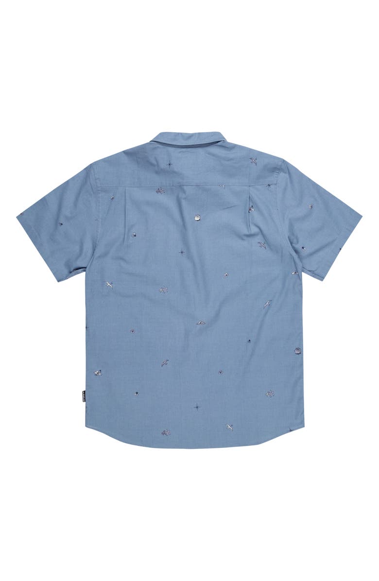 Quiksilver Apero Tropic Short Sleeve Cotton Button-Up Shirt, Alternate, color, Coronet Blue Prnt 4