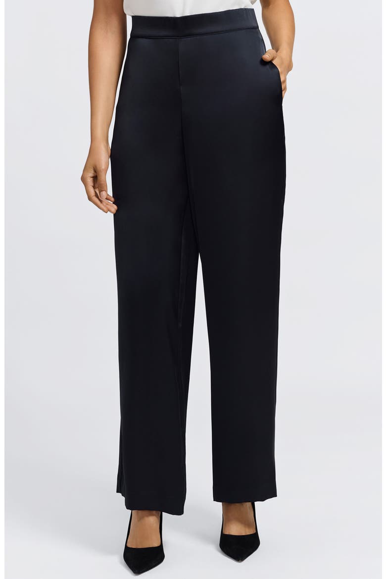 Hostess Satin Pull-On Pants, Main, color, BLACK