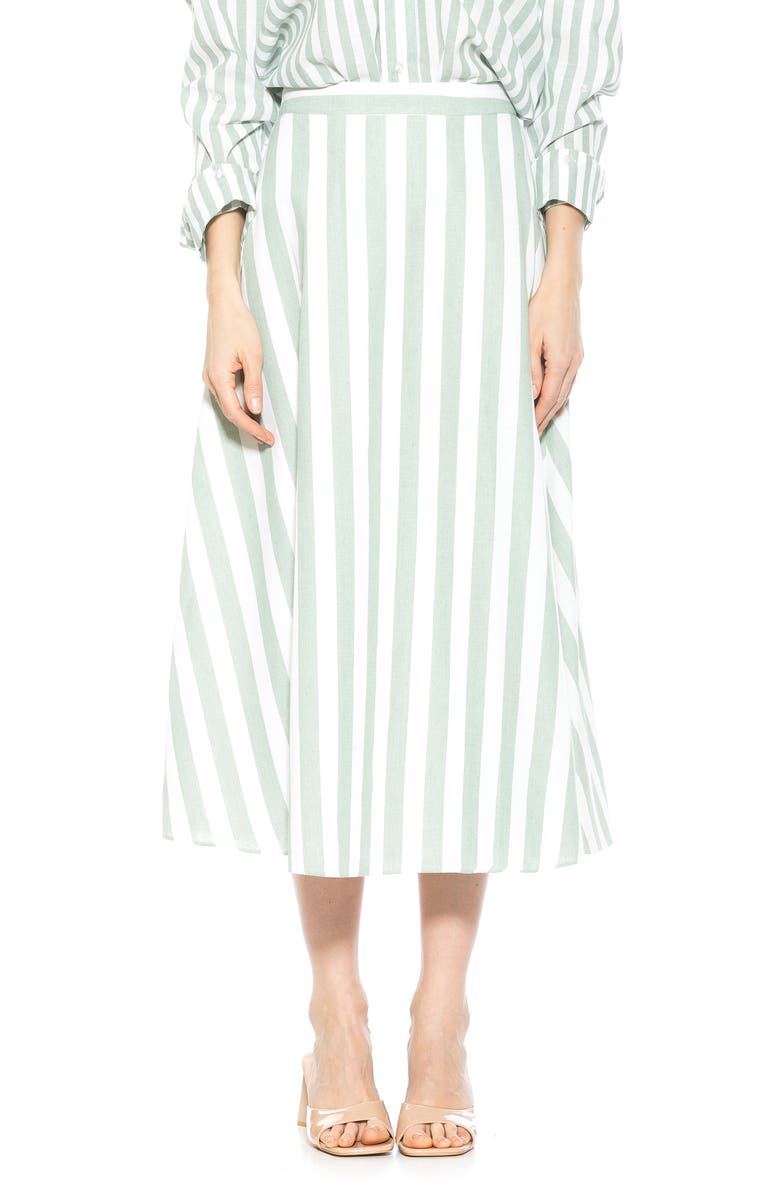 Alexia Admor Brilyn Stripe A-Line Linen Skirt, Main, color,
