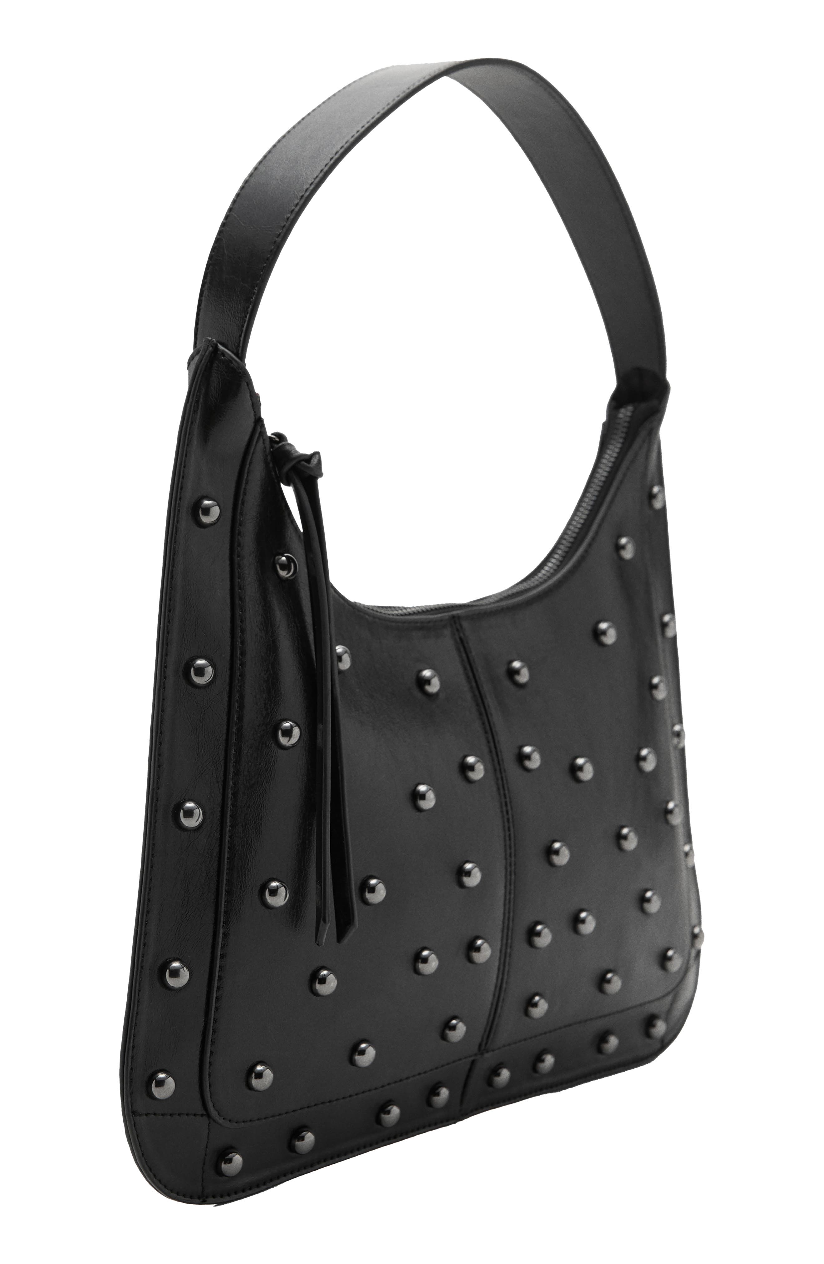 MANGO TEEN Stud Faux Leather Shoulder Bag, Alternate, color, Black