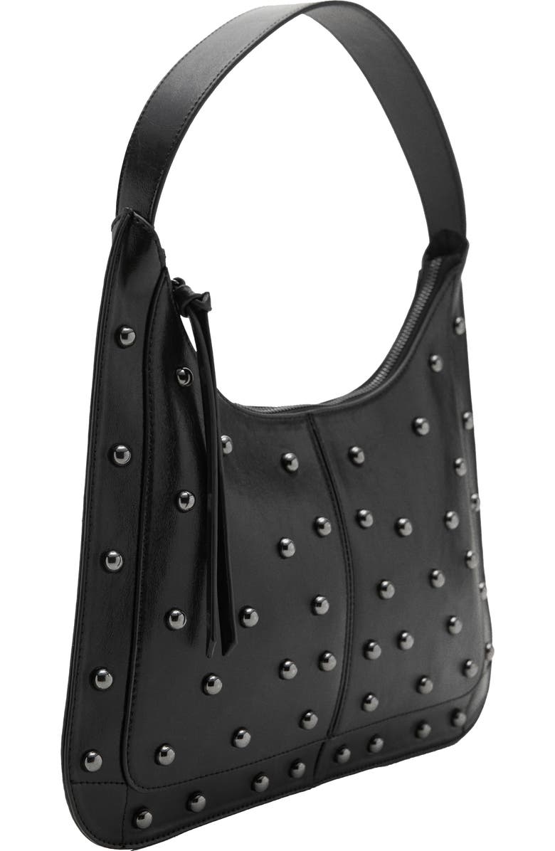 MANGO TEEN Stud Faux Leather Shoulder Bag, Alternate, color, Black
