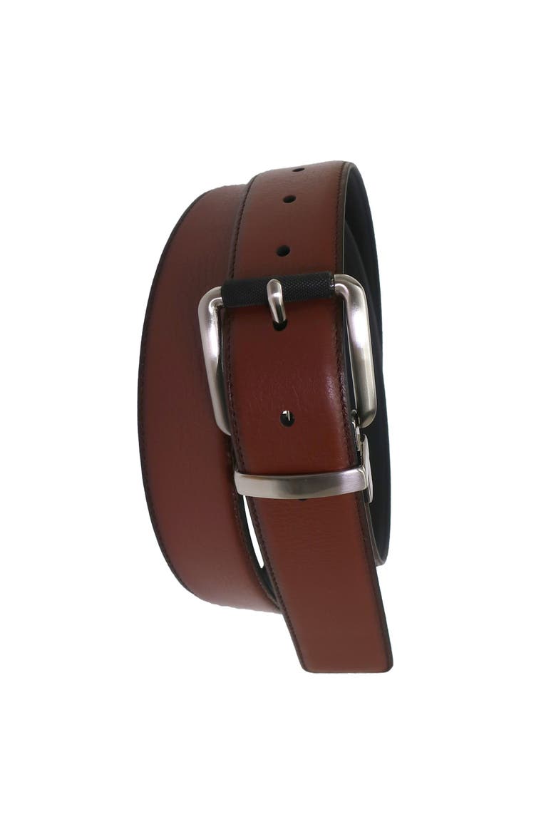 Mens Reversible Leather Belt, Alternate, color, Cognac