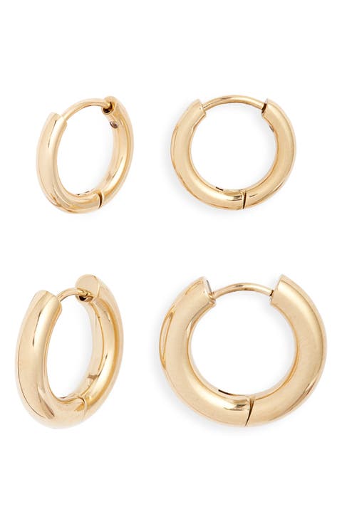 Set of 2 Waterproof Multisize Hoop Earrings