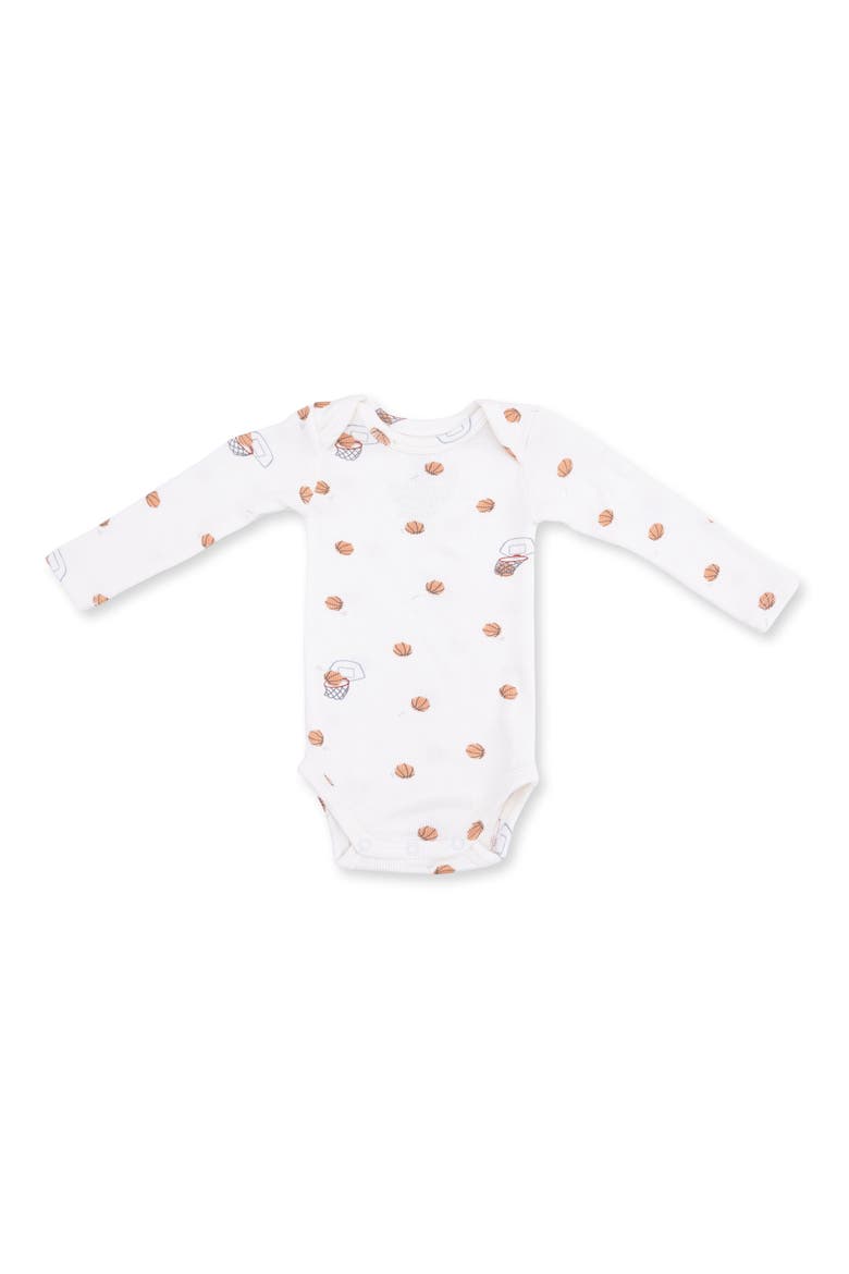 Mini Basketballs Long Sleeve Rib Bodysuit, Main, color, IVORY