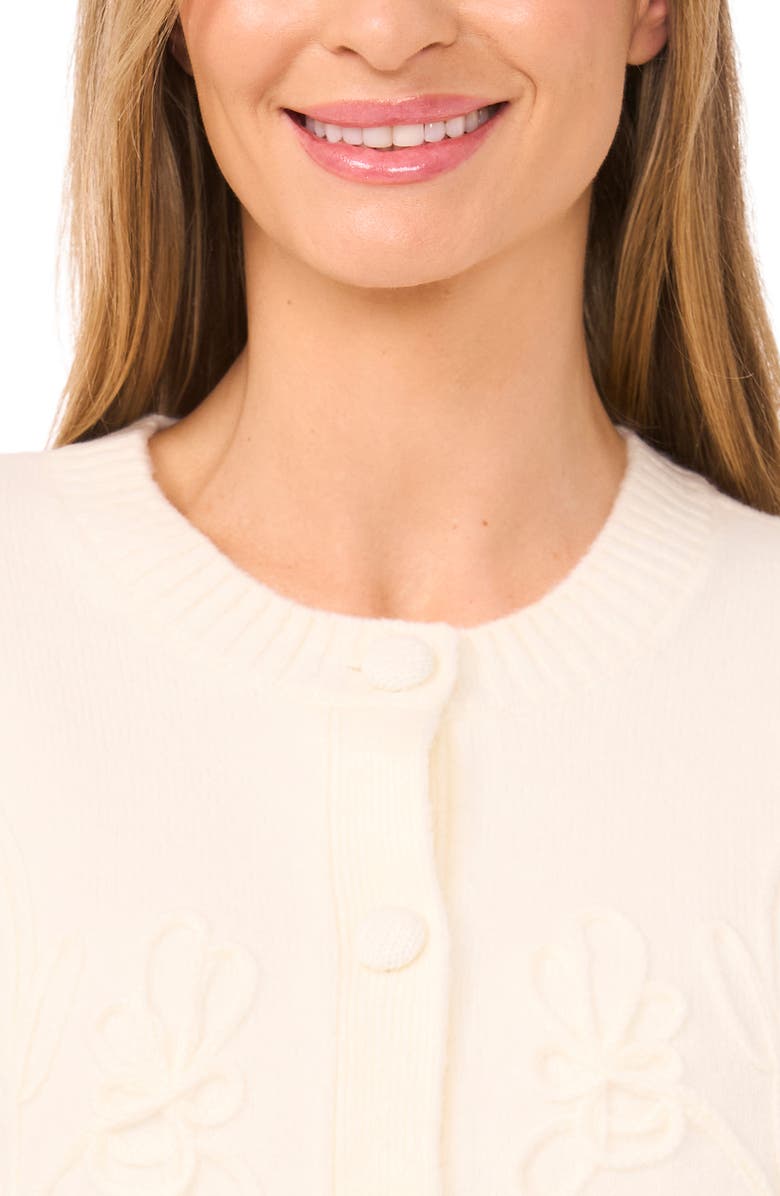 CeCe Floral Soutache Cardigan, Alternate, color, Buttercream