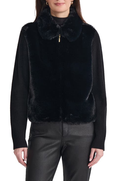 Faux Fur Front Zip Jacket