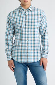 johnnie-O Cay Everyday Performance Exploded Gingham Button-Up Shirt