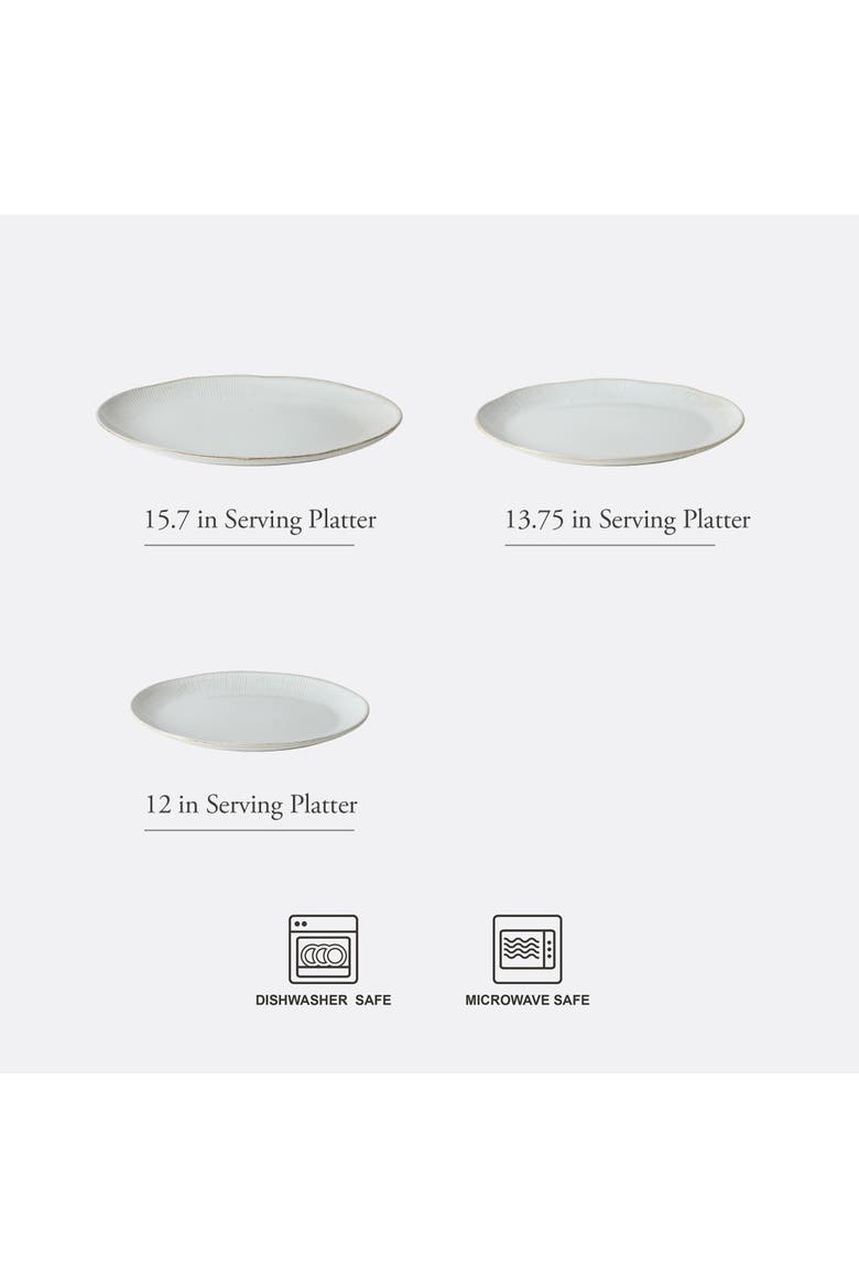 Dawson Mill 3-Piece Oval Reactive Glaze Stoneware Serving Platter Set, Alternate, color, White