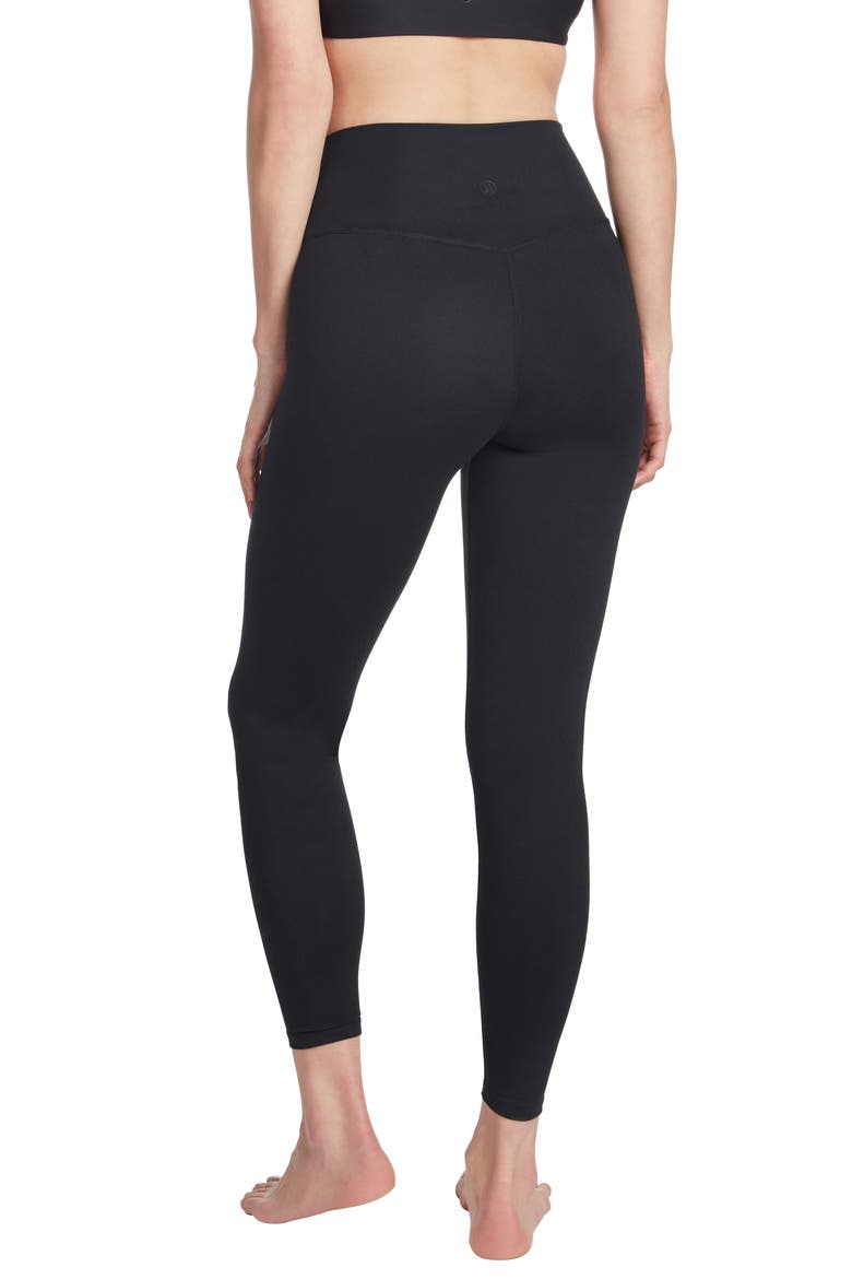 Folded Edge Waistband 7/8 Leggings, Alternate, color, BLACK