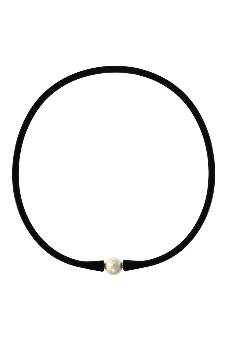 Sterling Silver Freshwater Pearl Necklace, Main, color, BLACK