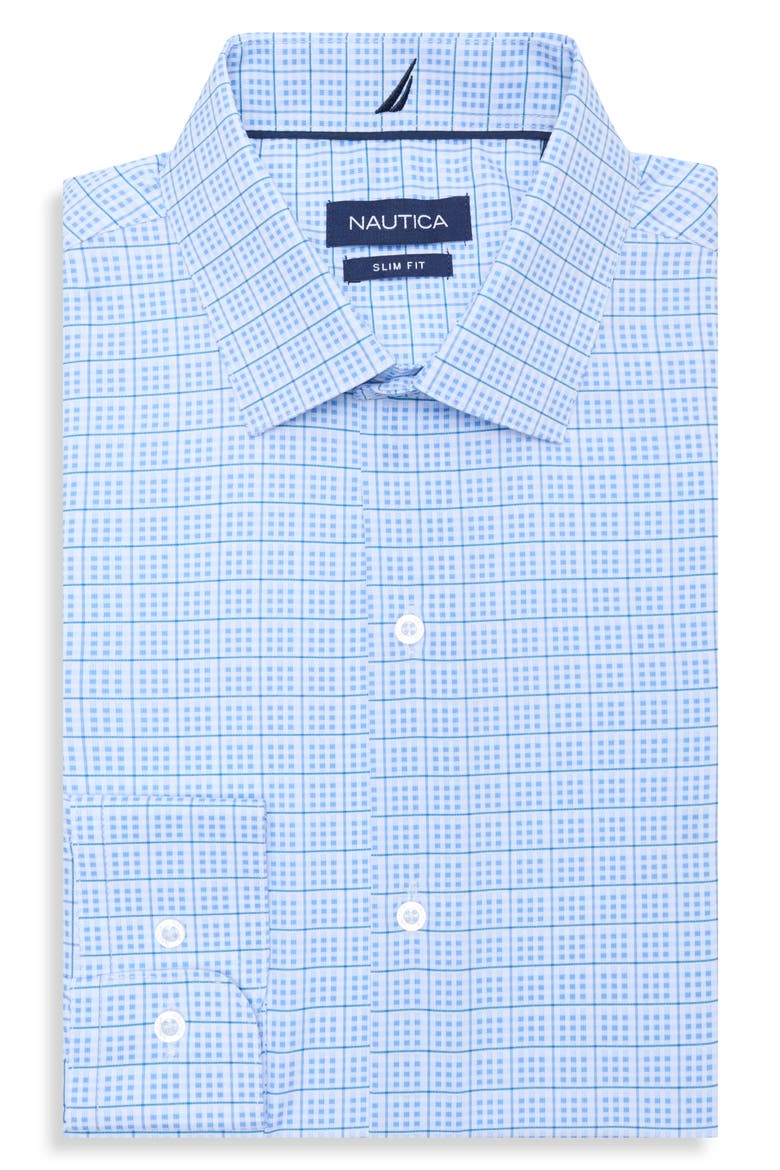 Slim Fit Check Dobby Dress Shirt, Main, color, WHITE/ BLUE