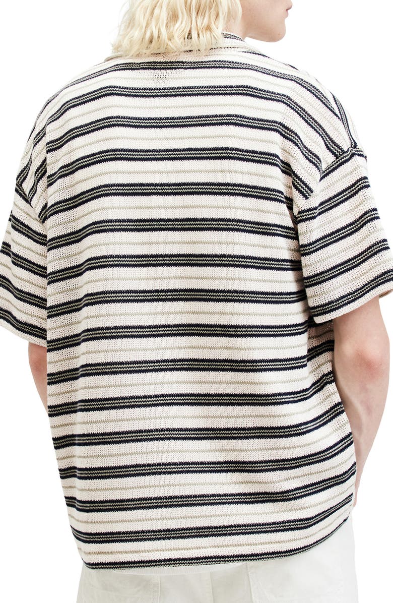 AllSaints Jackson Oversize Stripe Short Sleeve Knit Button-Up Shirt, Alternate, color,