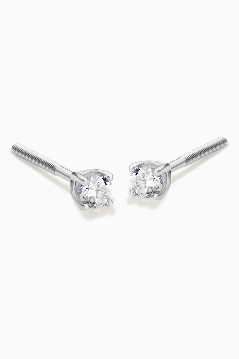 14K White Gold Shine Bright Diamond Studs, Alternate, color, White Gold