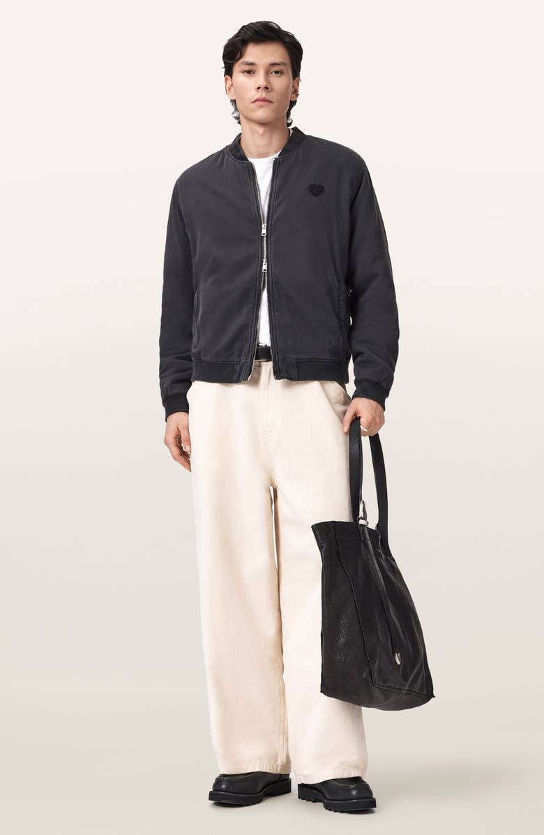 AllSaints Forres Cotton Twill Bomber Jacket, Alternate, color, Blainn Black