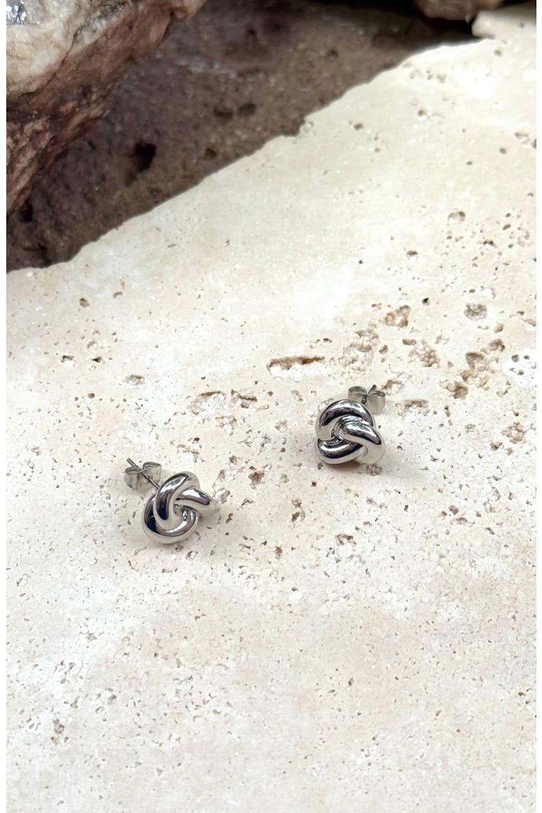 Chubby Knot Stud Earrings, Alternate, color, SILVER