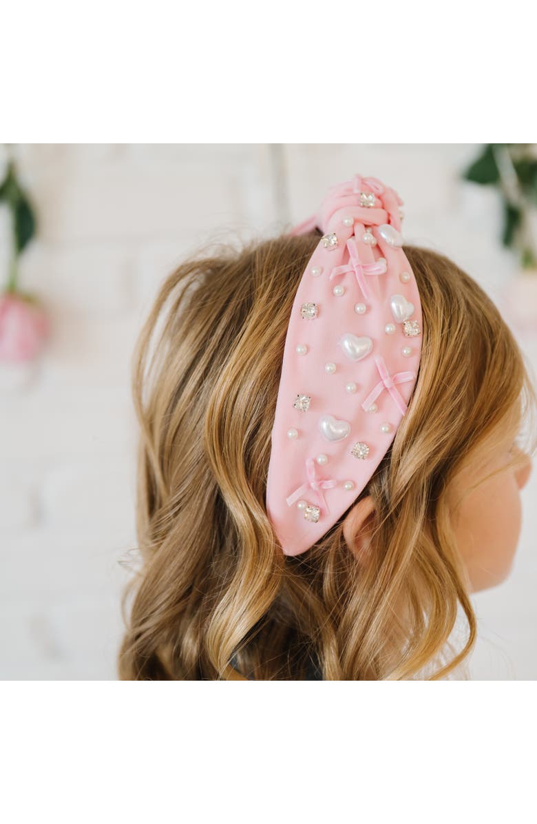 Sweet Wink Pearl Heart Gemstone Headband, Alternate, color, Blush Pink