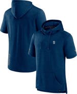 FANATICS Men's Fanatics Branded Heather Deep Sea Blue Seattle Kraken Authentic Pro Short Sleeve Pullover Hoodie