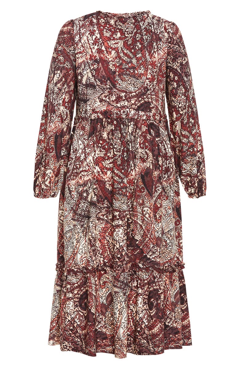 City Chic Gaia Long Sleeve Tiered Maxi Dress, Alternate, color, 