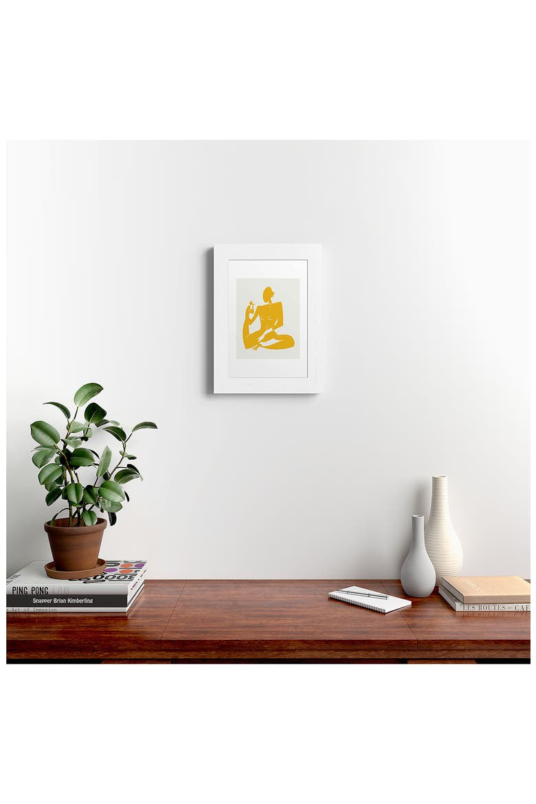 Yoga Nude in Yellow Framed Wall Art, Alternate, color, WHITE FRAME 13X19